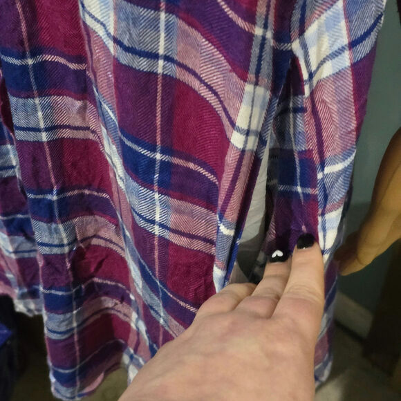 Max Jeans Button Down Flannel Shirt Dress with Pockets Large - Picture 3 of 7